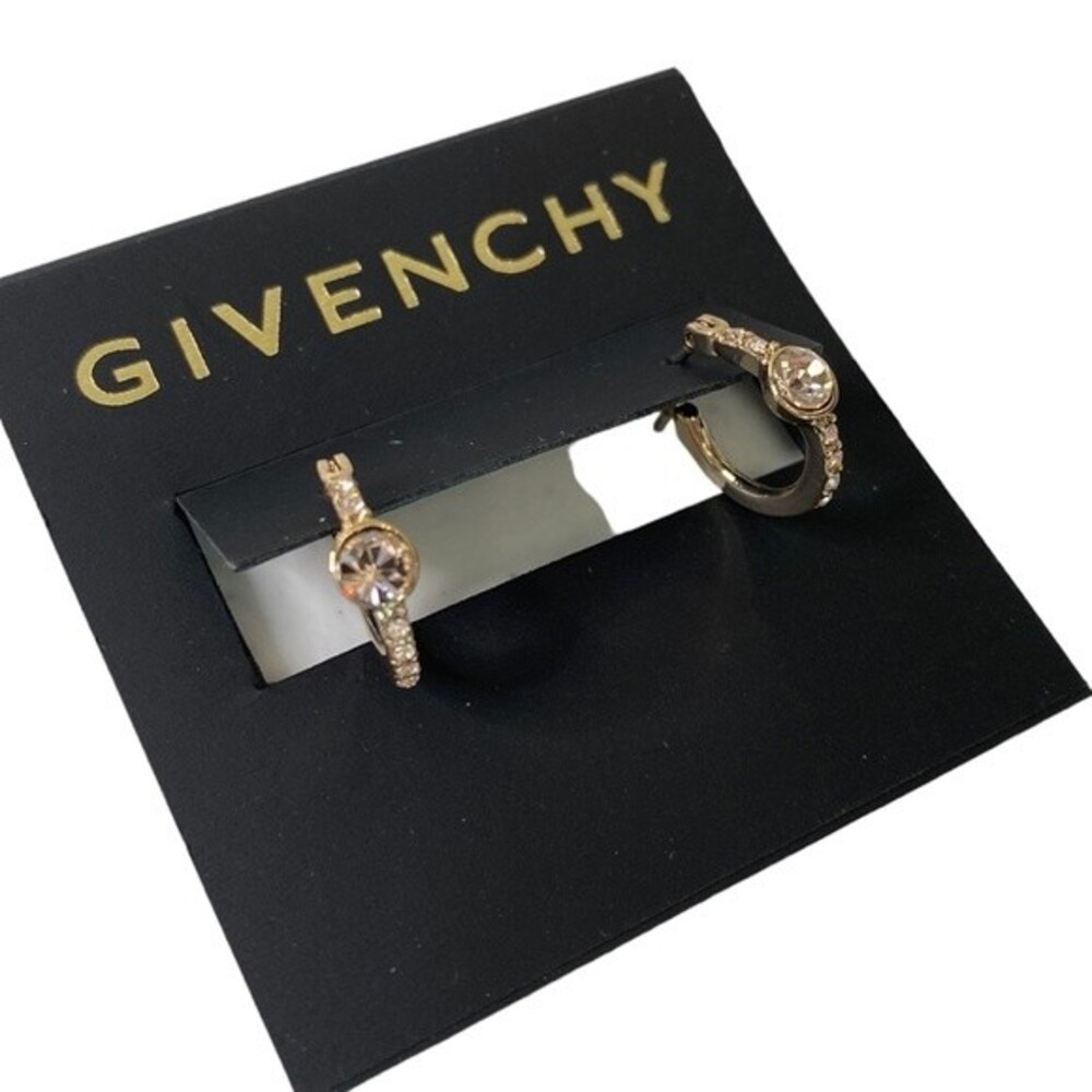 Givenchy Rose Gold Tone Crystal Small Hoop Earrings Saddleback Closure